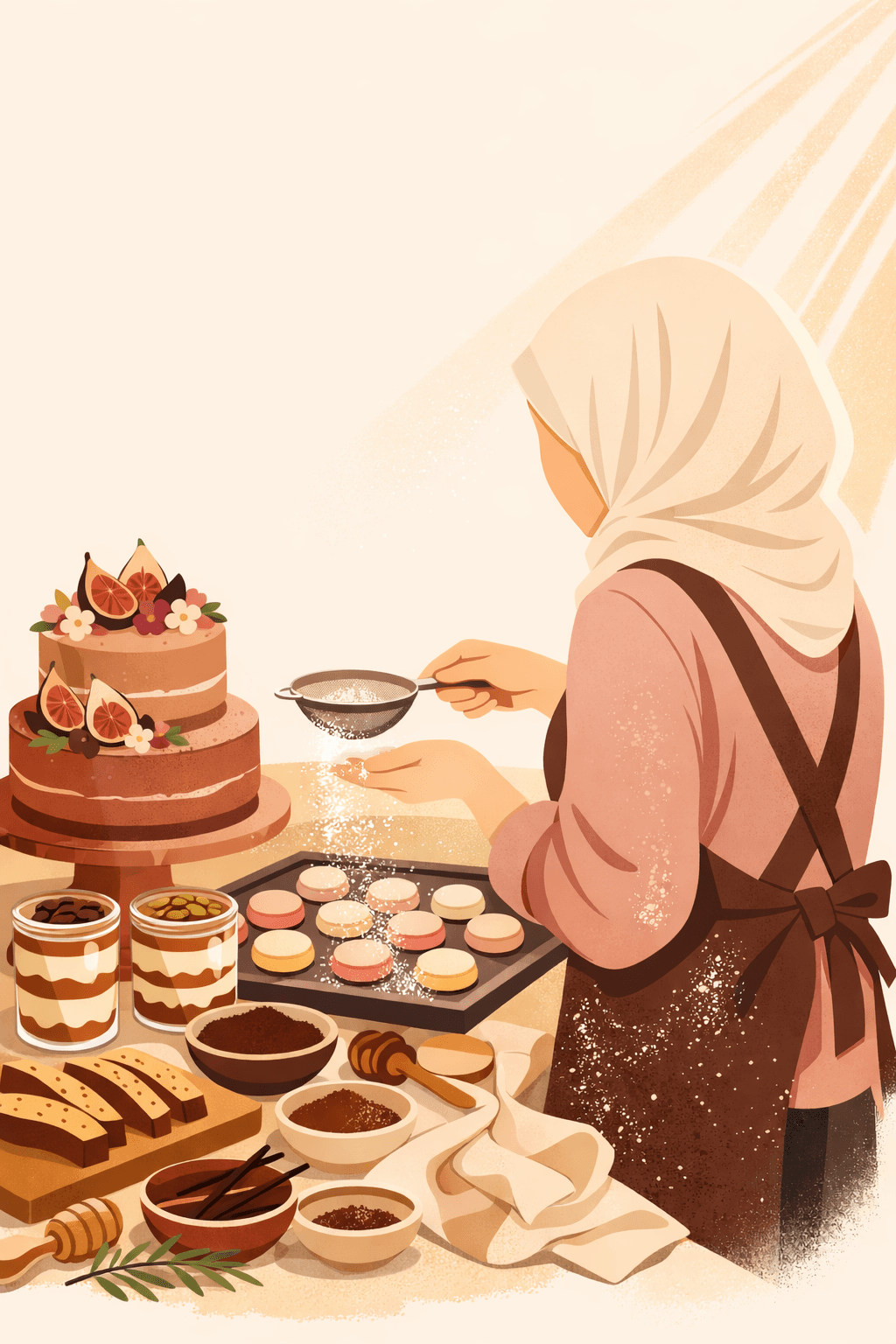 Illustration of Sara baking